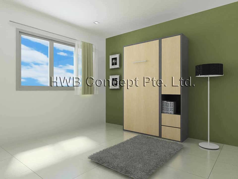 Green Interior With Hidden Bed - In The Day Green Interior With Hidden Bed - In The Day
