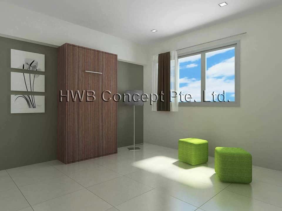 Grey Colour Hidden Wall Bed - In The Day Grey Colour Hidden Wall Bed - In The Day